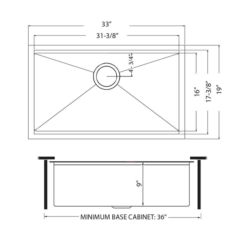 Giana Workstation Single Bowl Kitchen Sink - Under Mount - 33" Stainless Steel/Matt Gold