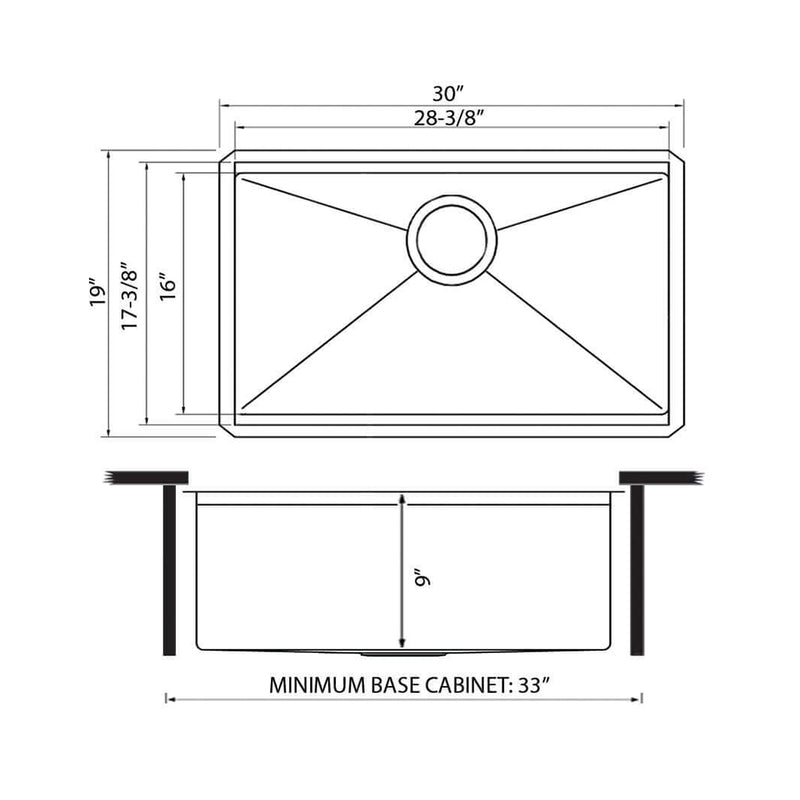 Giana Workstation Single Bowl Kitchen Sink - Under Mount - 30" Stainless Steel/Gunmetal Black