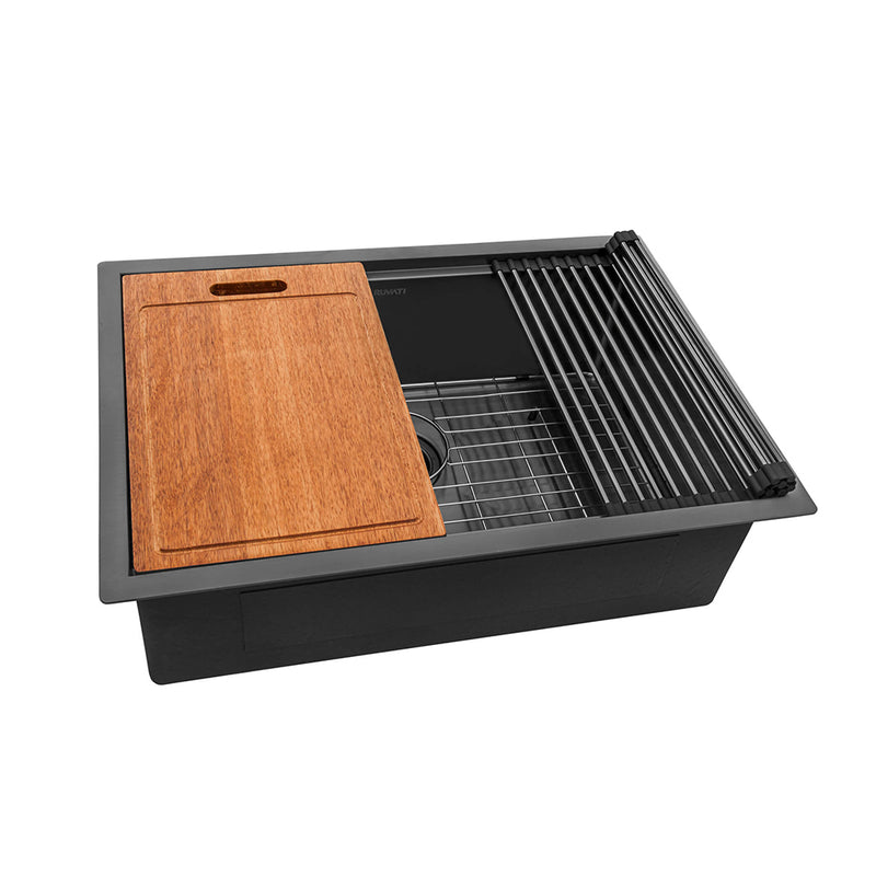 Giana Workstation Single Bowl Kitchen Sink - Under Mount - 27" Stainless Steel/Gunmetal Black