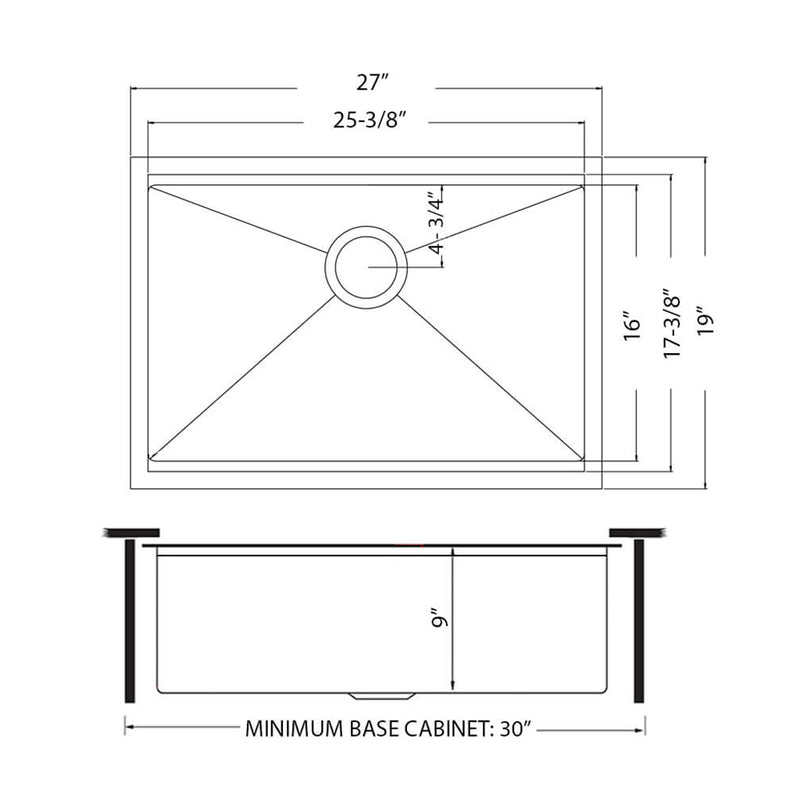 Giana Workstation Single Bowl Kitchen Sink - Under Mount - 27" Stainless Steel/Matt Gold