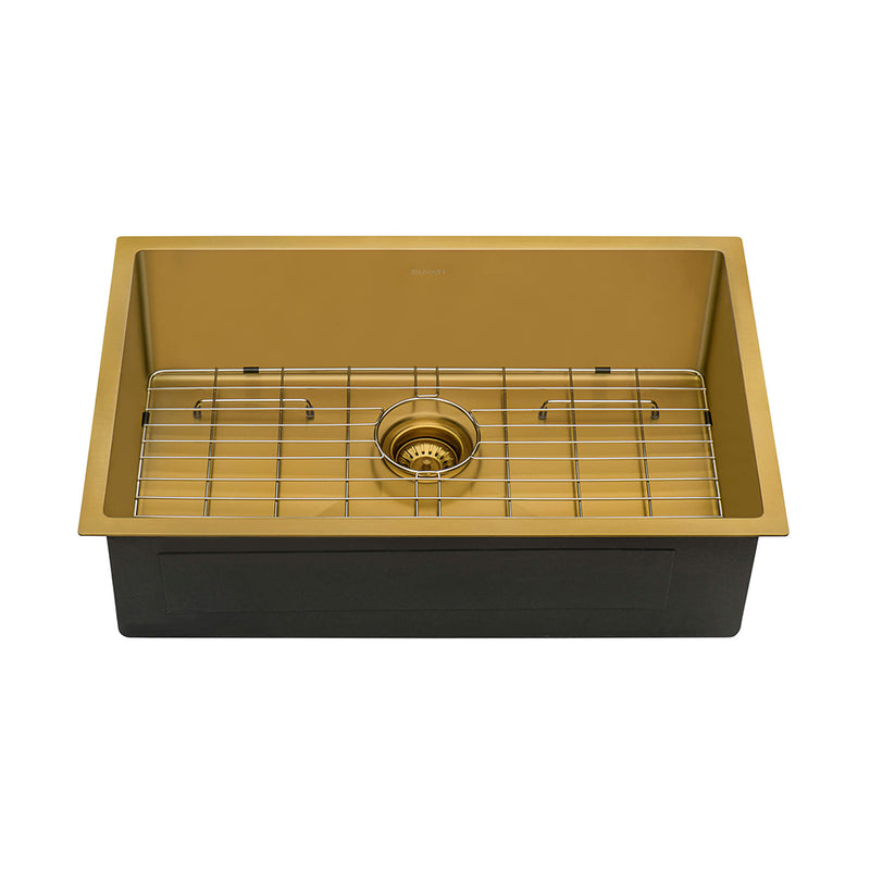 Terraza Single Bowl Kitchen Sink - Under Mount - 27" Stainless Steel/Matt Gold