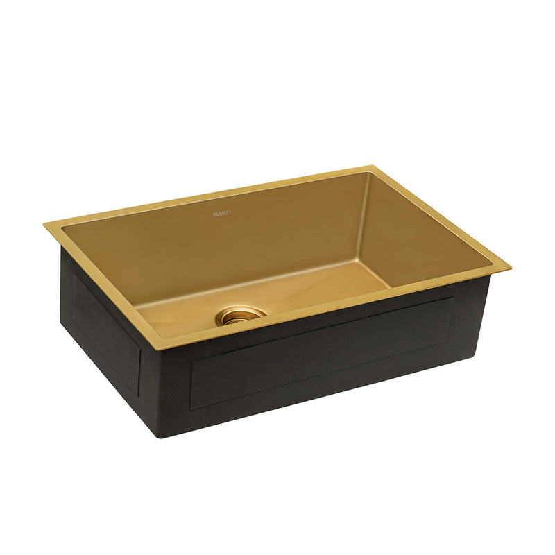 Terraza Single Bowl Kitchen Sink - Under Mount - 27" Stainless Steel/Matt Gold