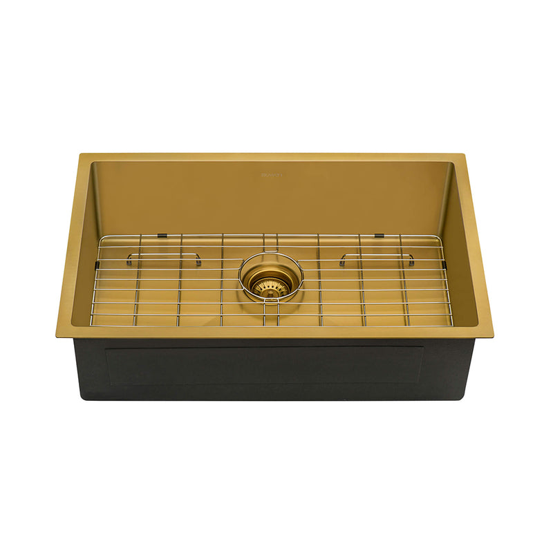 Terraza Single Bowl Kitchen Sink - Under Mount - 33" Stainless Steel/Matt Gold
