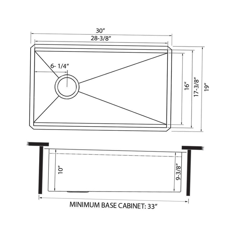 Veniso Nova Workstation Slope Bottom Offset Drain Single Bowl Kitchen Sink - Under Mount - 30" Stainless Steel/Stainless Steel