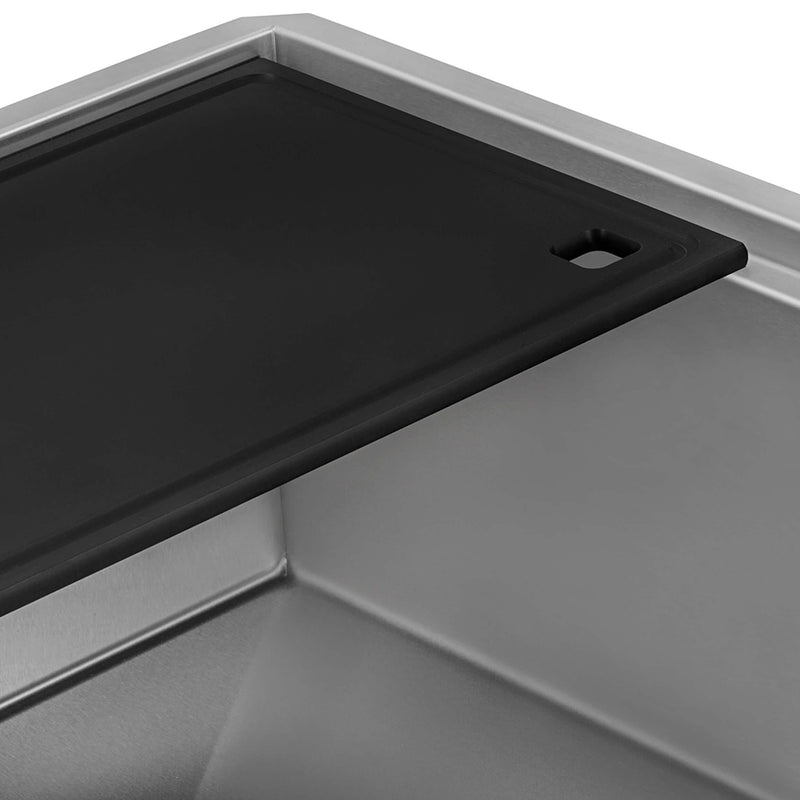 Veniso Nova Workstation Slope Bottom Offset Drain Single Bowl Kitchen Sink - Under Mount - 30" Stainless Steel/Stainless Steel