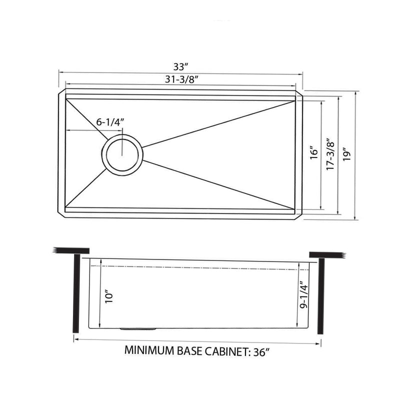Veniso Nova Workstation Slope Bottom Offset Drain Single Bowl Kitchen Sink - Under Mount - 33" Stainless Steel/Stainless Steel