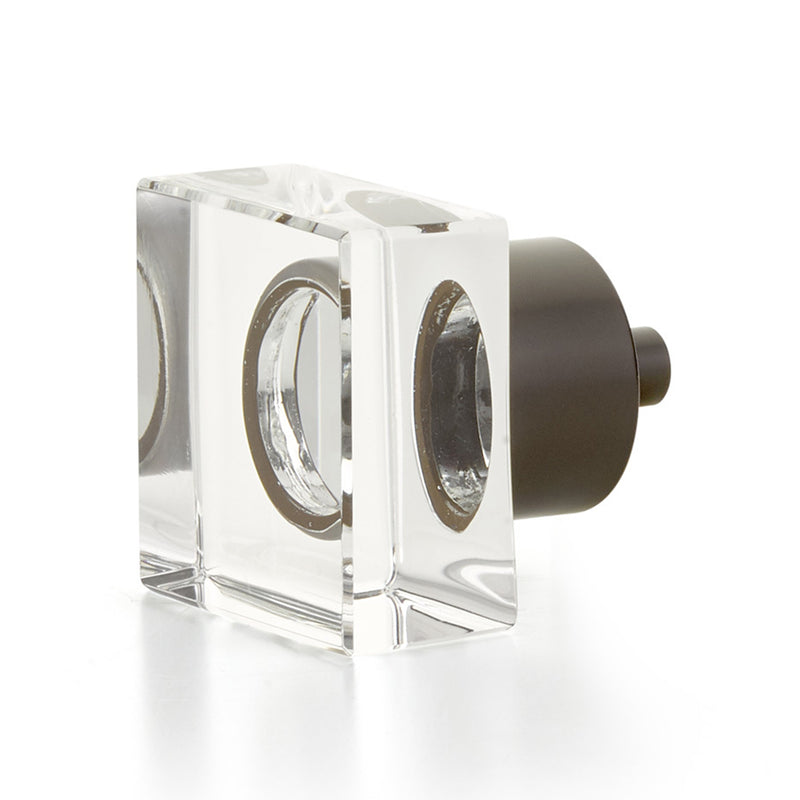 City Lights Square Cabinet Knob - Cabinet Mount - 2" Brass/Glass/Oil Rubbed Bronze