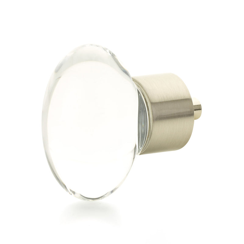 City Lights Oval Cabinet Knob - Cabinet Mount - 2" Brass/Glass/Satin Nickel