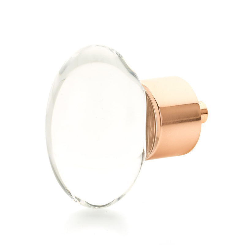 City Lights Oval Cabinet Knob - Cabinet Mount - 2" Brass/Glass/Polished Rose Gold