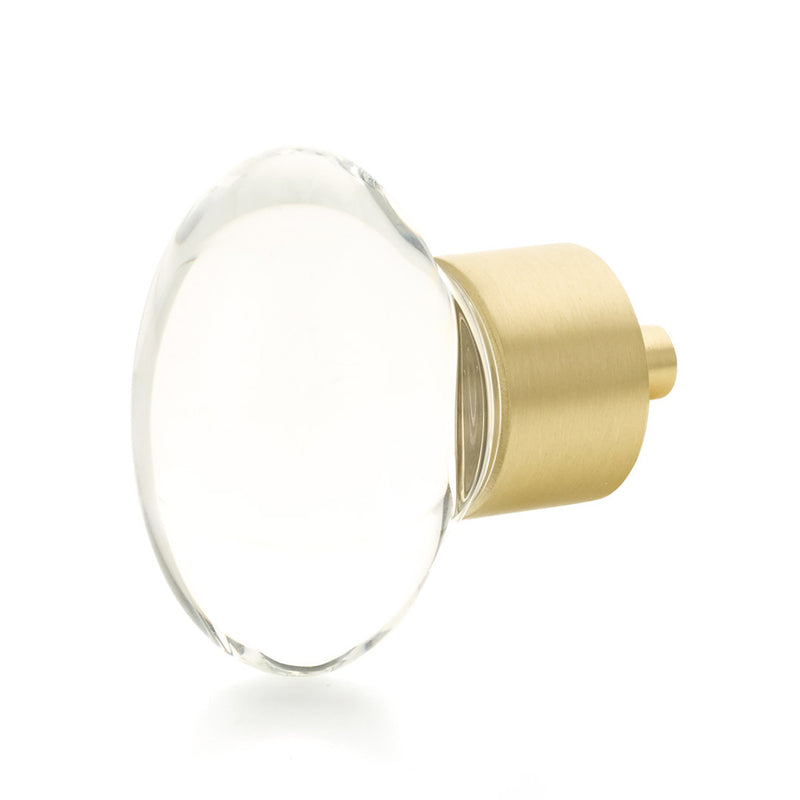 City Lights Oval Cabinet Knob - Cabinet Mount - 2" Brass/Glass/Satin Brass