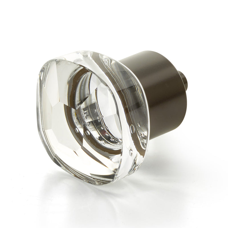 City Lights Soft Square Cabinet Knob - Cabinet Mount - 2" Brass/Glass/Oil Rubbed Bronze