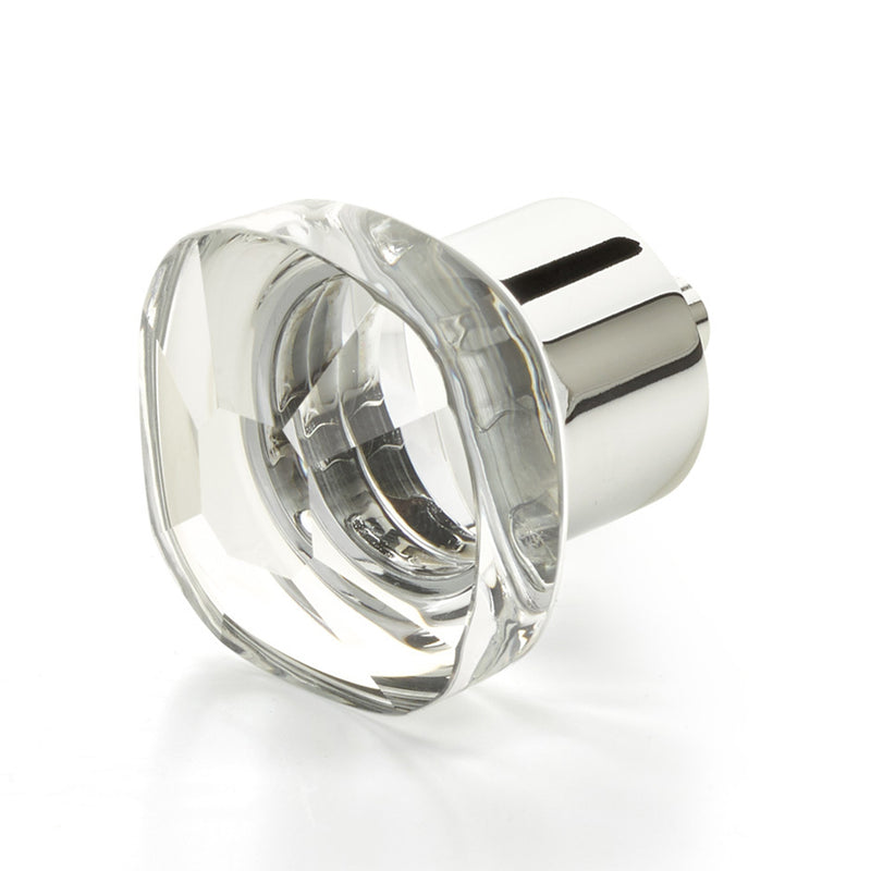 City Lights Soft Square Cabinet Knob - Cabinet Mount - 2" Brass/Glass/Polished Chrome