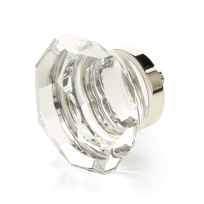 City Lights Faceted Dome Cabinet Knob - Cabinet Mount - 2" Brass/Glass/Polished Nickel