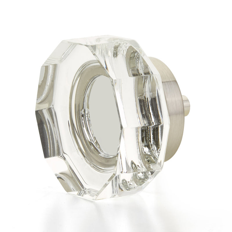 City Lights Large Multi-Sided Cabinet Knob - Cabinet Mount - 2" Brass/Glass/Satin Nickel