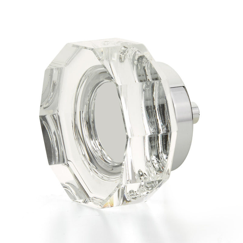 City Lights Large Multi-Sided Cabinet Knob - Cabinet Mount - 2" Brass/Glass/Polished Chrome