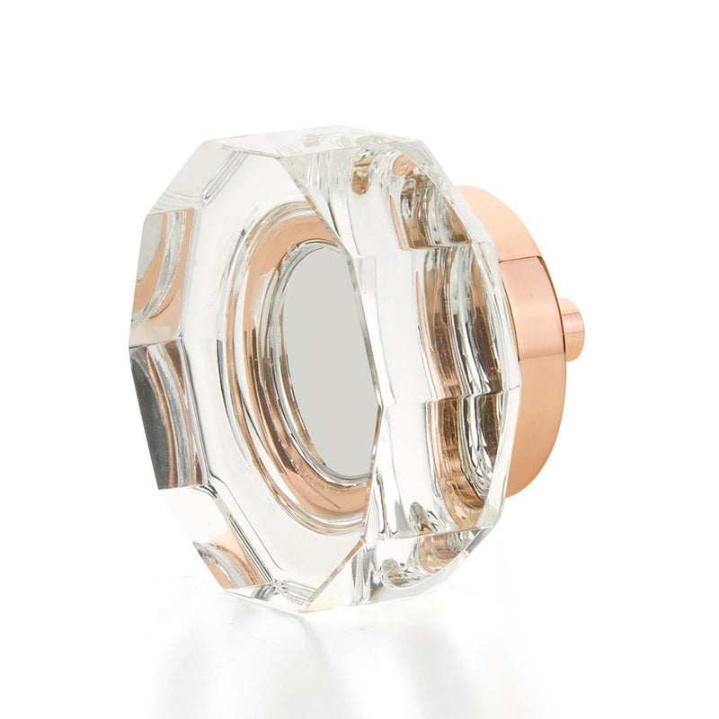 City Lights Large Multi-Sided Cabinet Knob - Cabinet Mount - 2" Brass/Glass/Polished Rose Gold