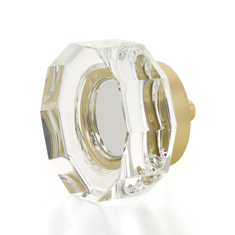 City Lights Large Multi-Sided Cabinet Knob - Cabinet Mount - 2" Brass/Glass/Satin Brass