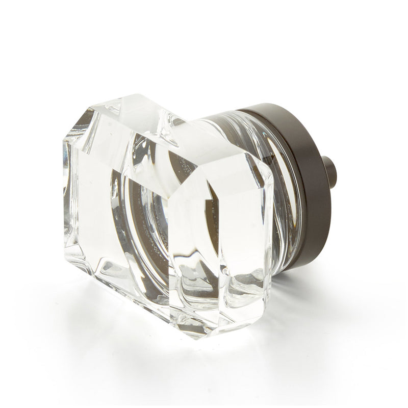 City Lights Rectangular Cabinet Knob - Cabinet Mount - 2" Brass/Glass/Oil Rubbed Bronze