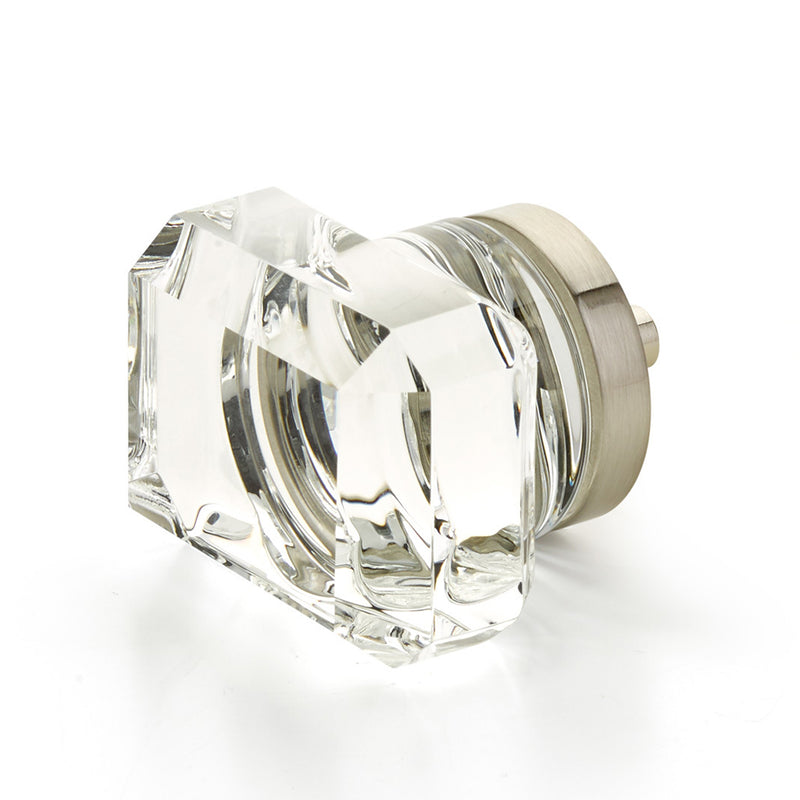 City Lights Rectangular Cabinet Knob - Cabinet Mount - 2" Brass/Glass/Satin Nickel