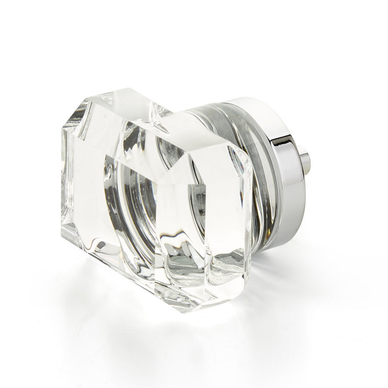 City Lights Rectangular Cabinet Knob - Cabinet Mount - 2" Brass/Glass/Polished Chrome