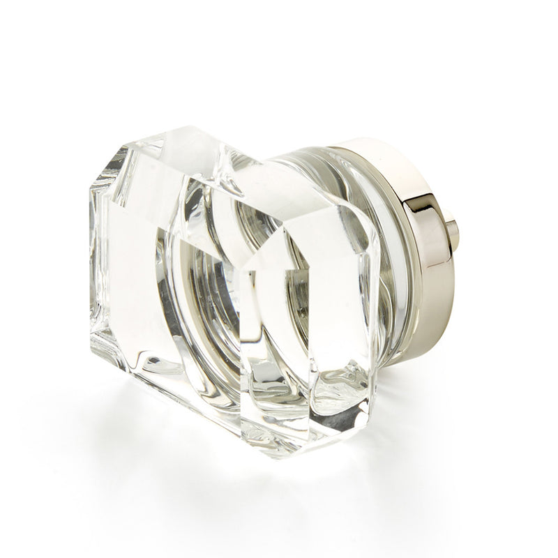 City Lights Rectangular Cabinet Knob - Cabinet Mount - 2" Brass/Glass/Polished Nickel