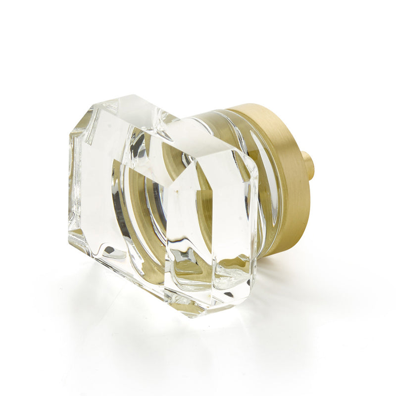 City Lights Rectangular Cabinet Knob - Cabinet Mount - 2" Brass/Glass/Satin Brass