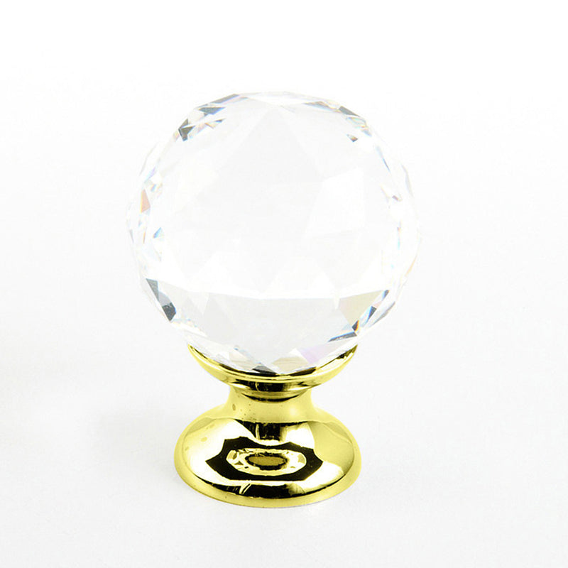 Stargaze Round Cabinet Knob - Cabinet Mount - 2" Brass/Glass/Polished Brass