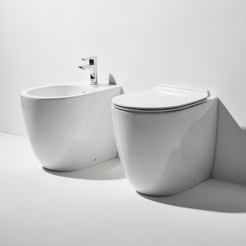 Vignoni Rimless One Piece Toilet - Floor Mount - 14" Porcelain/Matt White