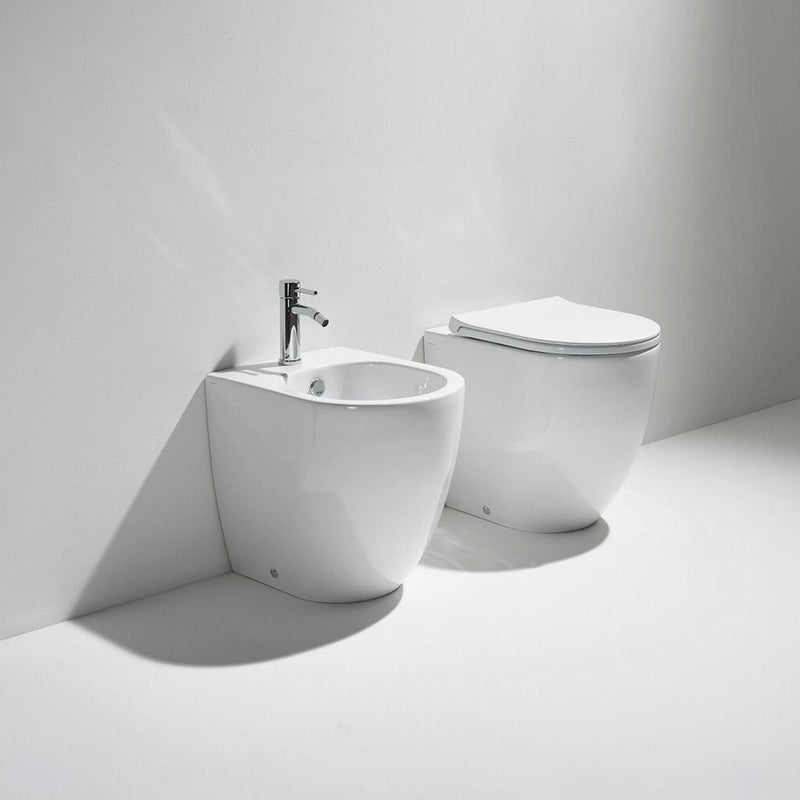 Vignoni Rimless One Piece Toilet - Floor Mount - 14" Porcelain/Matt White