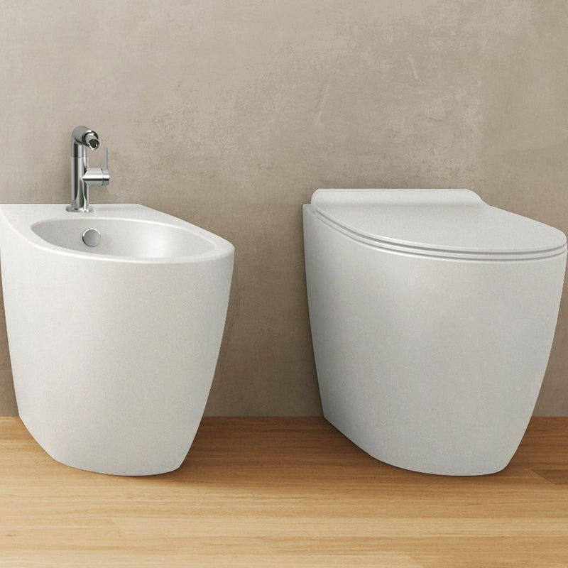 Vignoni Rimless One Piece Toilet - Floor Mount - 14" Porcelain/Matt White