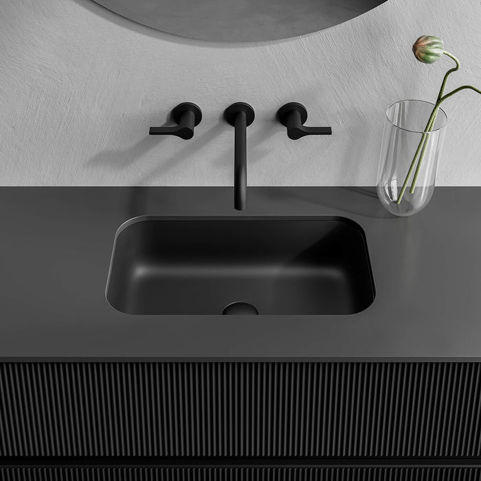 Sotto Rectangular Bathroom Sink - Under Mount - 21" Solid Surface/Matt Black