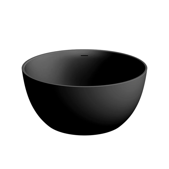 Centerpiece Round Bathtub - Free Standing - 47" Solid Surface/Matt Black