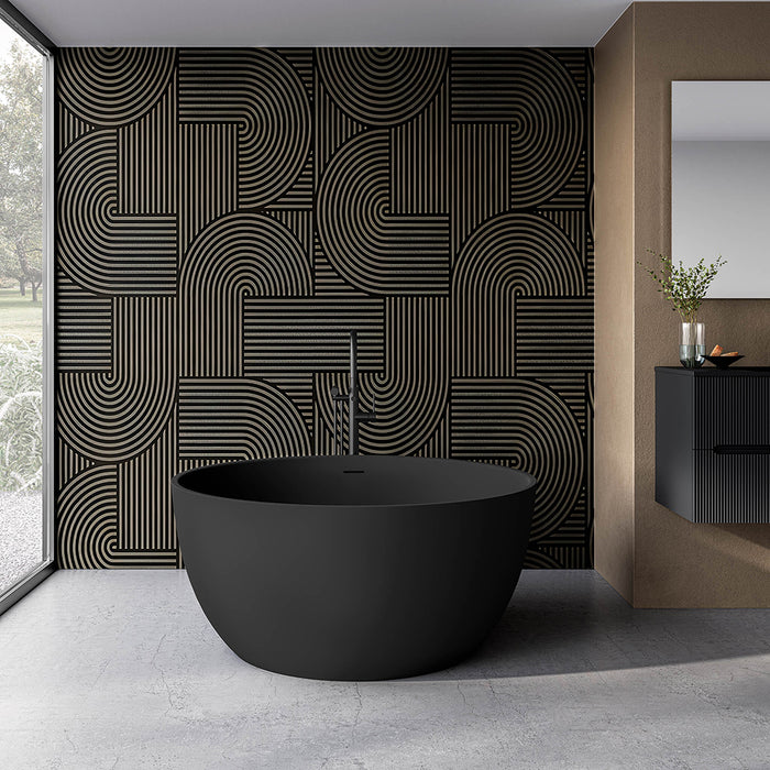 Centerpiece Round Bathtub - Free Standing - 47" Solid Surface/Matt Black