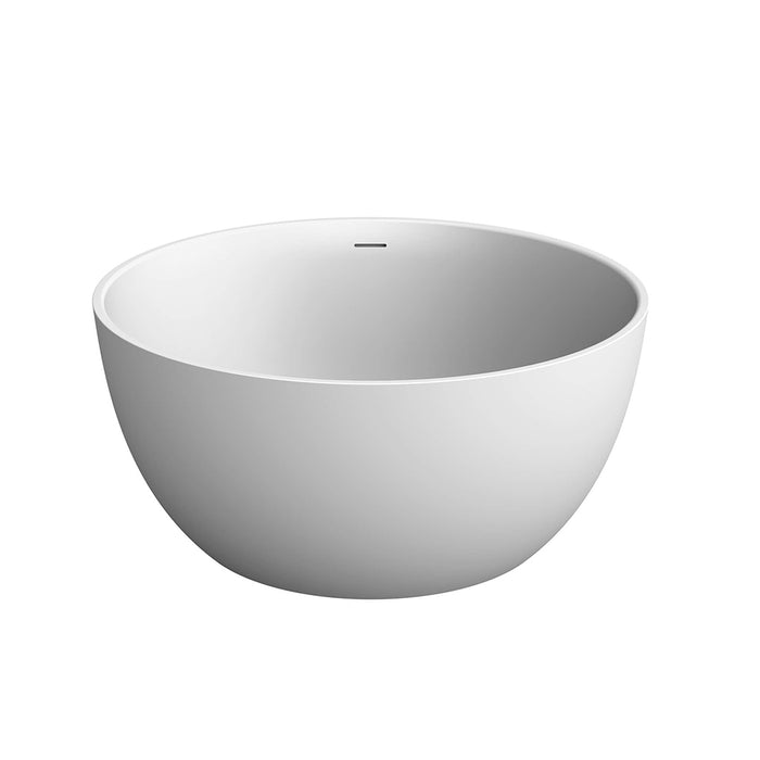 Centerpiece Round Bathtub - Free Standing - 47" Solid Surface/Matt White