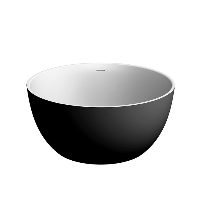 Centerpiece Round Bathtub - Free Standing - 47" Solid Surface/Matt Black/Matt White