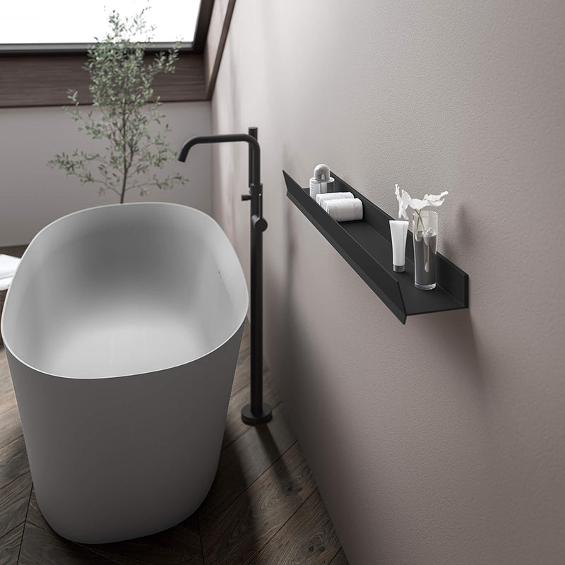Moon Without Opening Bathroom Shelf - Wall Mount - 36" Aluminum/Matt Black
