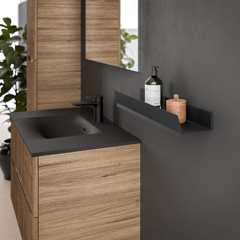 Moon Without Opening Bathroom Shelf - Wall Mount - 36" Aluminum/Matt Black