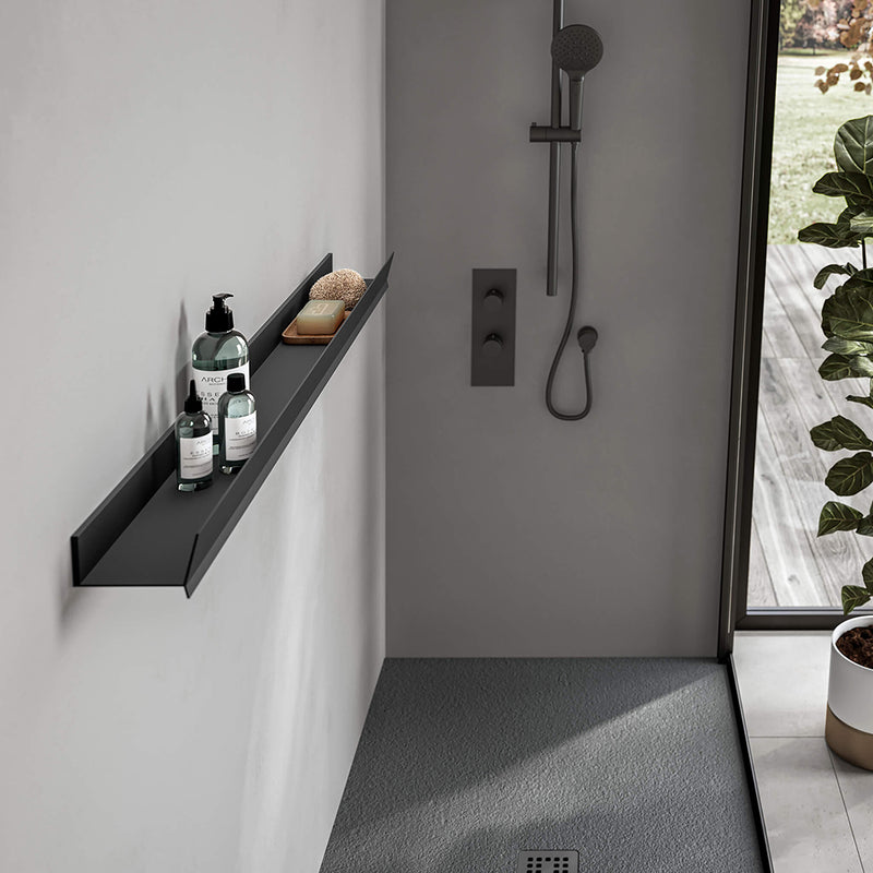 Moon Without Opening Bathroom Shelf - Wall Mount - 48" Aluminum/Matt Black