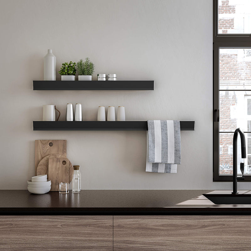Moon Without Opening Bathroom Shelf - Wall Mount - 48" Aluminum/Matt Black