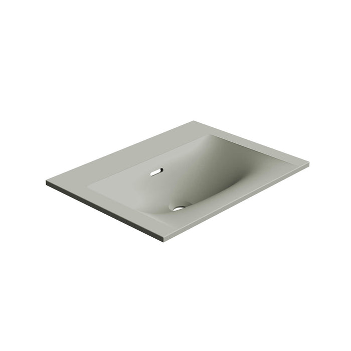 Neve Without Faucet Hole Single Bowl Integrated Vanity Sink - Vanity Mount - 24" Solid Surface/Matt Grey