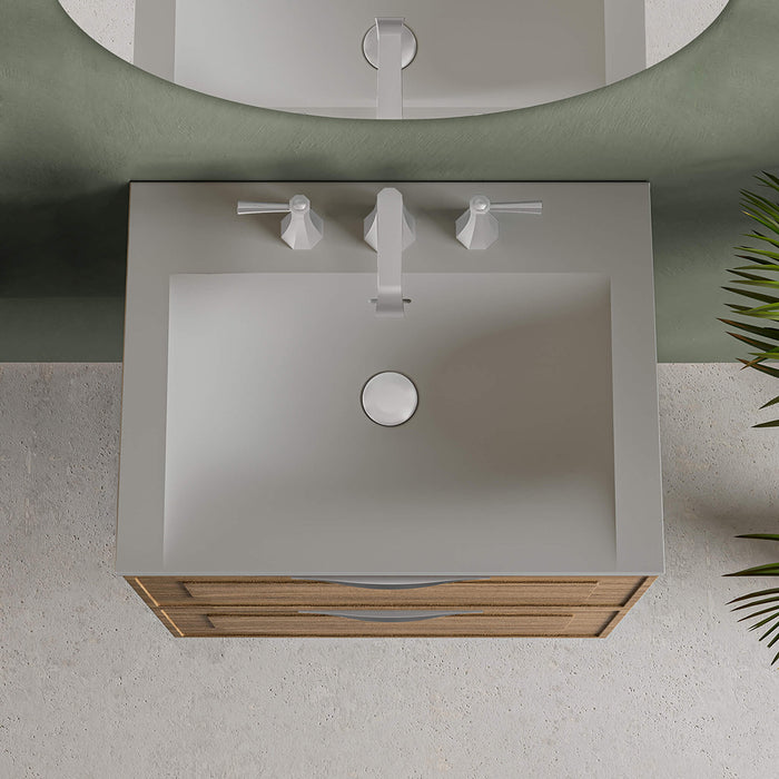 Neve Without Faucet Hole Single Bowl Integrated Vanity Sink - Vanity Mount - 24" Solid Surface/Matt Grey