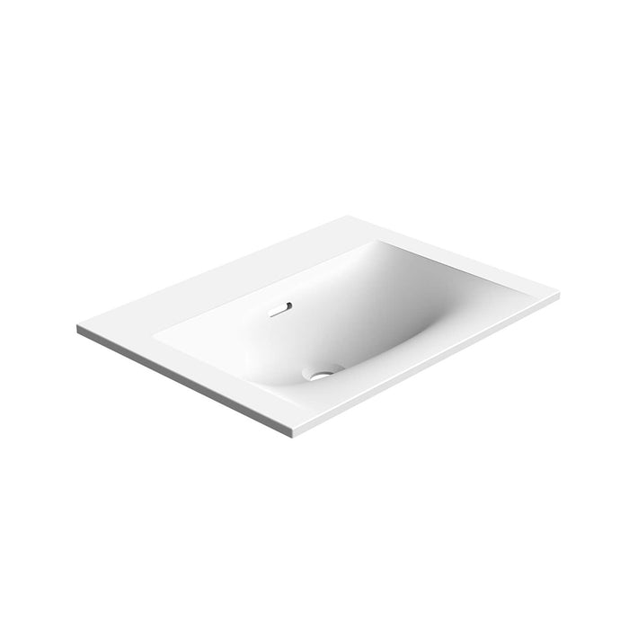 Neve Without Faucet Hole Single Bowl Integrated Vanity Sink - Vanity Mount - 24" Solid Surface/Matt White