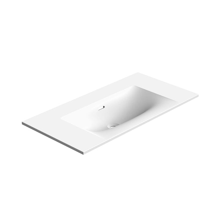 Neve Without Faucet Hole Single Bowl Integrated Vanity Sink - Vanity Mount - 36" Solid Surface/Matt White