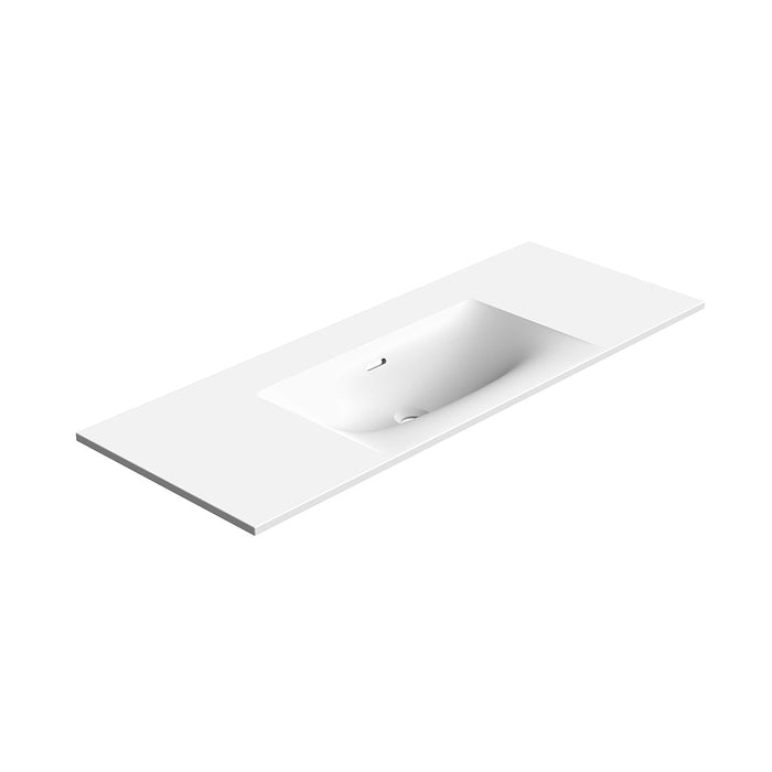 Neve Without Faucet Hole Single Bowl Integrated Vanity Sink - Vanity Mount - 48" Solid Surface/Matt White