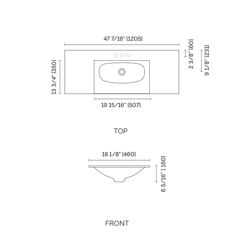 Neve Without Faucet Hole Single Bowl Integrated Vanity Sink - Vanity Mount - 48" Solid Surface/Matt White