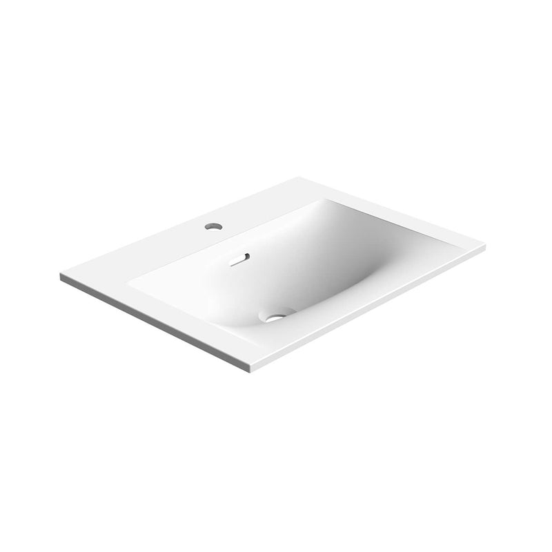 Neve One Faucet Hole Single Bowl Integrated Vanity Sink - Vanity Mount - 24" Solid Surface/Matt White