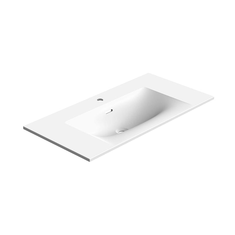 Neve One Faucet Hole Single Bowl Integrated Vanity Sink - Vanity Mount - 36" Solid Surface/Matt White