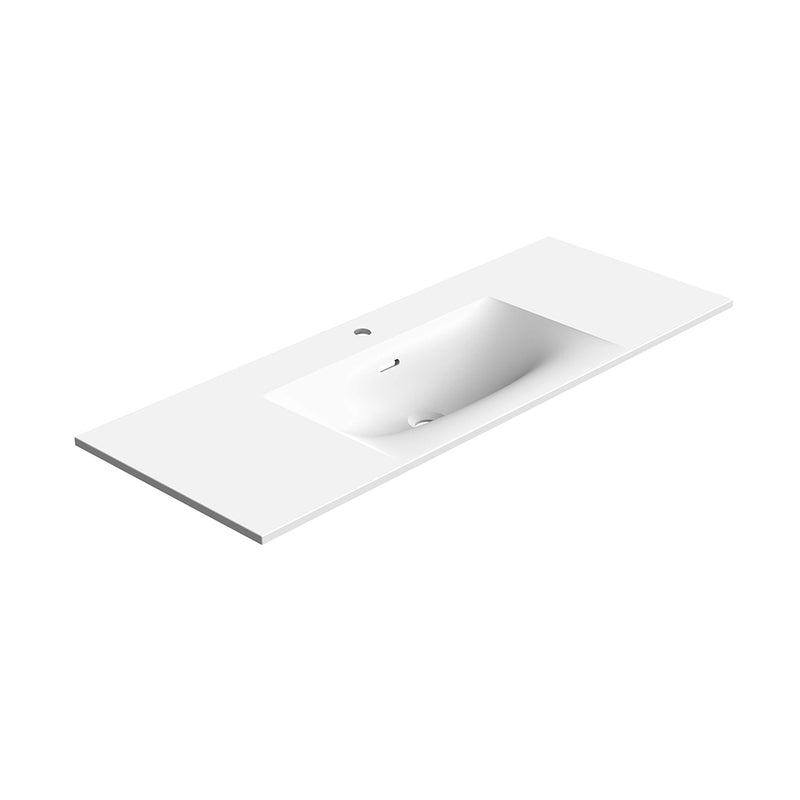 Neve One Faucet Hole Single Bowl Integrated Vanity Sink - Vanity Mount - 48" Solid Surface/Matt White