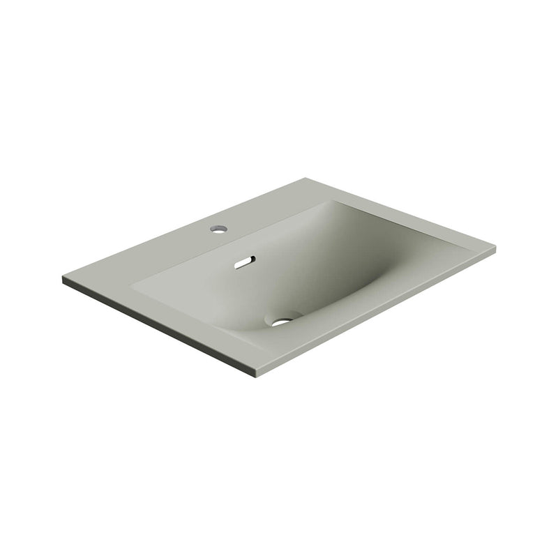 Neve One Faucet Hole Single Bowl Integrated Vanity Sink - Vanity Mount - 24" Solid Surface/Matt Grey