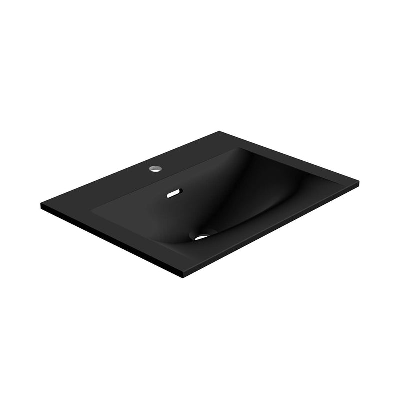 Neve One Faucet Hole Single Bowl Integrated Vanity Sink - Vanity Mount - 24" Solid Surface/Matt Black